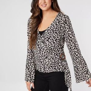 Blu Pepper Leopard Wrap Top / Buckle